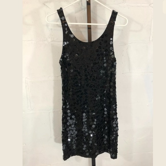 Venus Disc Sequined Mini Dress Black - Picture 4 of 5
